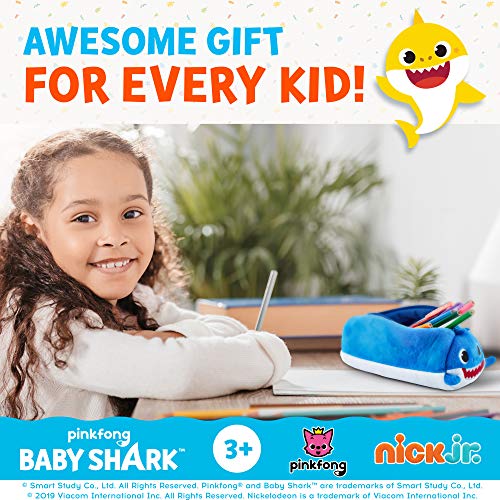 Estuches de Peluche para lápices Baby Shark - Juego de 2 Estuches de Peluche, Poliéster Lavable con Cremallera - Regalos y Recuerdos de Fiesta de PMI, 21 cm (B)