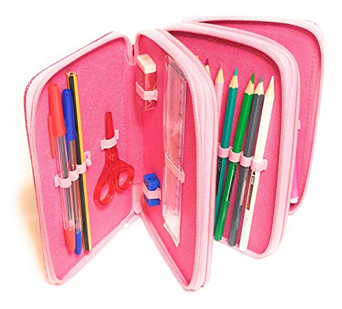 Estuches Peppa Pig de Lapìces Completo, Estuche Peppa Pig, Triple con Tres Cremlleras, Estuche Escolar con Peppa Pig, Gran Capacidad para la Escuela, Articulos Incluidos