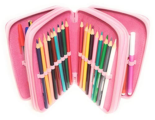 Estuches Peppa Pig de Lapìces Completo, Estuche Peppa Pig, Triple con Tres Cremlleras, Estuche Escolar con Peppa Pig, Gran Capacidad para la Escuela, Articulos Incluidos