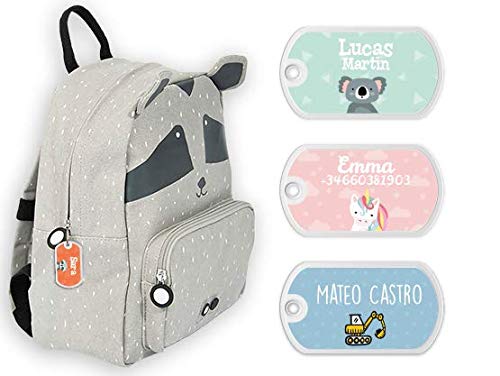 Etiqueta para bolsos, mochilas, maletas personalizadas - Bienpegado, medidas: 50 x 28 mm - Perfectas para marcar mochilas escolares, maletas, artículos de aseo, etc. (Tema para niños)