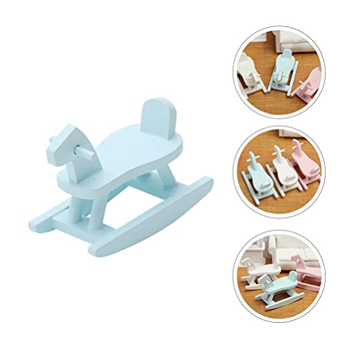 EXCEART 2 Piezas de Madera Mecedora de Caballo Casa de Muñecas Silla de Madera Miniatura Caballo Mecedora Modelo Niños Simulan Jugar Juguete de Madera Casa de Muñecas Decoración de