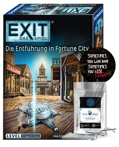 EXIT Das Spiel - Die Entführung in Fortune City Level: Avanzado, Escape Room Game + 1x Exit Sticker + 1x Metall-Knobelei