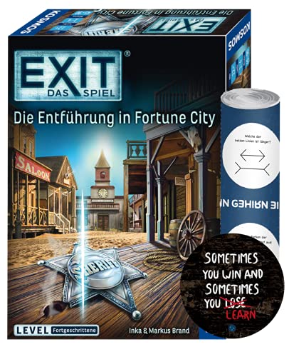 EXIT Das Spiel - Die Entführung in Fortune City, Level: Avanztene, Escape Room Game + 1x Exit Sticker + 1x Póster de ilusión óptica