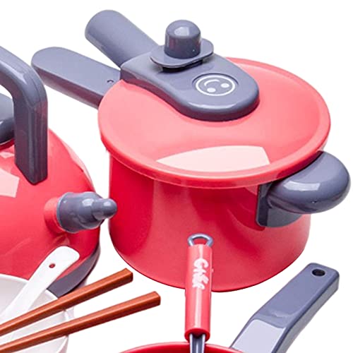 F Fityle 20 Piezas Juego de Ollas y Sartenes para Juegos de Cocina, Juguetes de Utensilios de Cocina, Cocina Surtido de Cocina, Regalo Educativo para Niños - Rojo