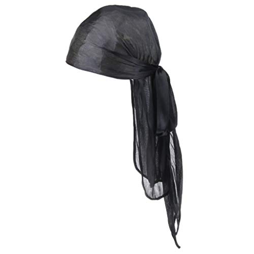 F Fityle Sombrero de Satén Transpirable, Gorra de Dormir Sueño, Turbante Pañuelo de Quimioterapia Elegante - Negro, como se describe