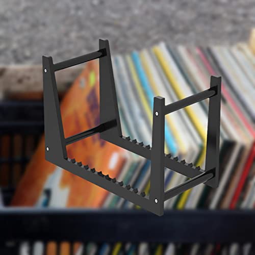 F Fityle Soporte para Discos de Vinilo acrílico Soporte para álbumes Regalos de diseño Oblicuo Capacidad para 50 Discos LP - Negro