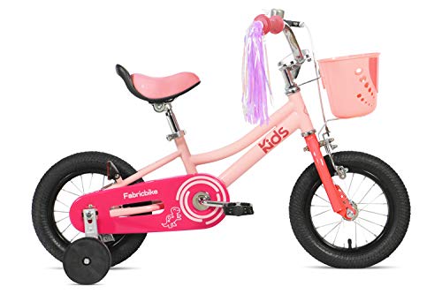 FabricBike Kids - Bicicleta con Pedales para niño y niña, Ruedines de Entrenamiento Desmontables, Frenos, Ruedas 12 y 16 Pulgadas, 4 Colores (Sweet Pink, 12": 2-3,5 Años (Estatura 70cm - 96cm))