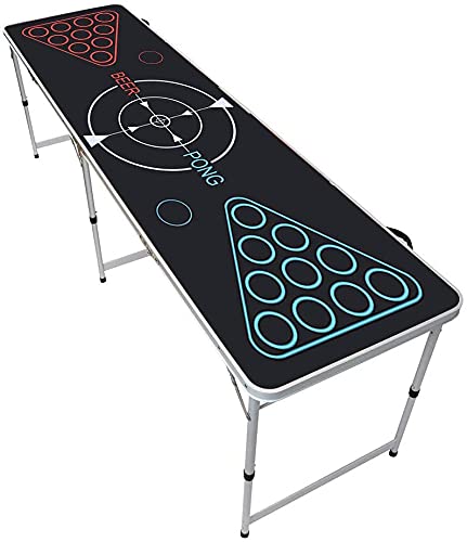 Fabu Beer Pong Kit, Juegos de Bebida, Juego Completo Beer Pong, Alfombra de Juego Beer-Pong, 22 Tazas, 6 Pelotas, para Juego de Noche y Juego de Barbacoa para Adultos（180cm * 60cm）