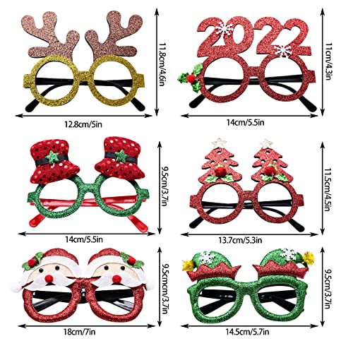 FACHAIBA 6 Piezas Gafas de Navidad,Gafas Navidad con Monturas,Gafas de Fiesta Gafas Divertidas,Marco de Gafas de Navidad,Decoración de Navidad Gafas Creativas de Navidad