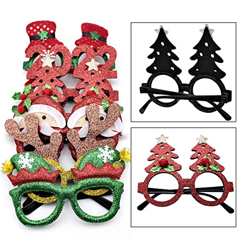 FACHAIBA 6 Piezas Gafas de Navidad,Gafas Navidad con Monturas,Gafas de Fiesta Gafas Divertidas,Marco de Gafas de Navidad,Decoración de Navidad Gafas Creativas de Navidad