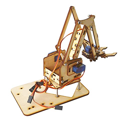 Fafeicy 4 DOF Brazo Robotico para Raspberry Pi, SNAM1500 Wood Brazo mecánico robótico, sg90 Servo Robot Kit de brazo, para entusiastas del bricolaje