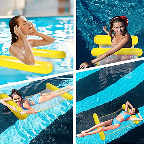 Faffooz Agua Silla Inflable de Flotación Hamaca, 4 en 1 Hamaca Piscina Hamaca de Agua Flotante Plegable de la Piscina Agua Colchonetas Hinchables Asiento de Piscina Agua Sofá con 2 Portavasos