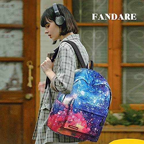 FANDARE Mochila Galaxy Mochilas Tipo Casual Bolsas Escolares Niña Niño Bolsa de Viaje Bolsos de Mujer Adolescente School Bag Outdoor Viaje Infantiles Daypack Poliéster Azul