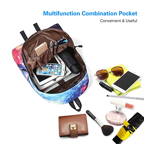 FANDARE Mochila Galaxy Mochilas Tipo Casual Bolsas Escolares Niña Niño Bolsa de Viaje Bolsos de Mujer Adolescente School Bag Outdoor Viaje Infantiles Daypack Poliéster Azul