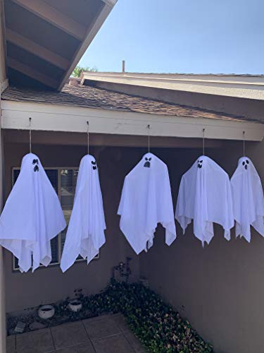 Fantasmas Colgantes de Halloween 45 cm (5 Pack) para Decoración de Fiesta de Halloween, Lindo Fantasma Volador para Colgar