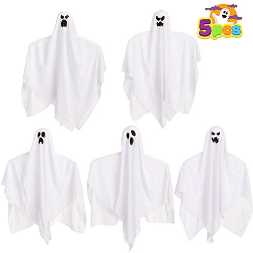 Fantasmas Colgantes de Halloween 45 cm (5 Pack) para Decoración de Fiesta de Halloween, Lindo Fantasma Volador para Colgar