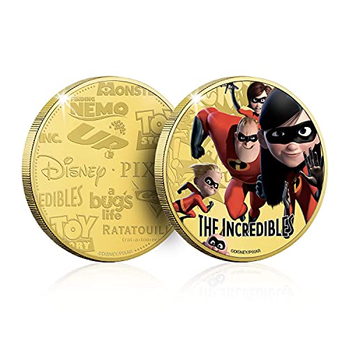 FANTASY CLUB Disney Colección Completa Pixar - 8 Monedas / Medallas conmemorativas acuñadas con baño en Oro 24 Quilates y coloreadas a 4 Colores - 44mm