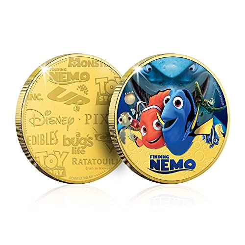 FANTASY CLUB Disney Colección Completa Pixar - 8 Monedas / Medallas conmemorativas acuñadas con baño en Oro 24 Quilates y coloreadas a 4 Colores - 44mm