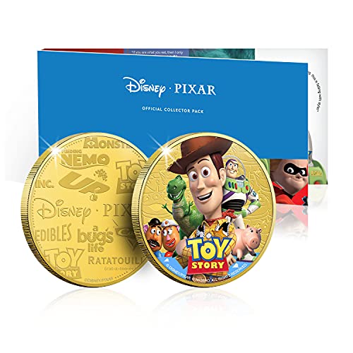 FANTASY CLUB Disney Colección Completa Pixar - 8 Monedas / Medallas conmemorativas acuñadas con baño en Oro 24 Quilates y coloreadas a 4 Colores - 44mm