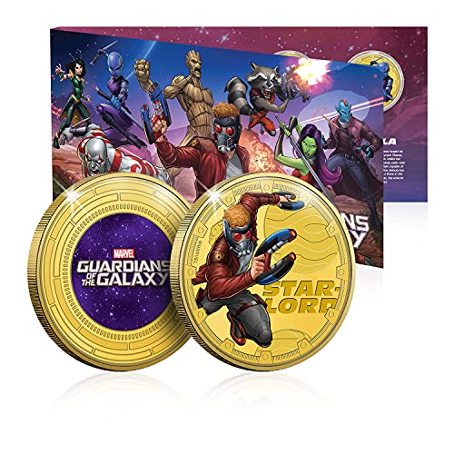 FANTASY CLUB Marvel Colección Completa Guardianes de la Galaxia - 8 Monedas / Medallas conmemorativas acuñadas con baño en Oro 24 Quilates y coloreadas a 4 Colores - 44mm