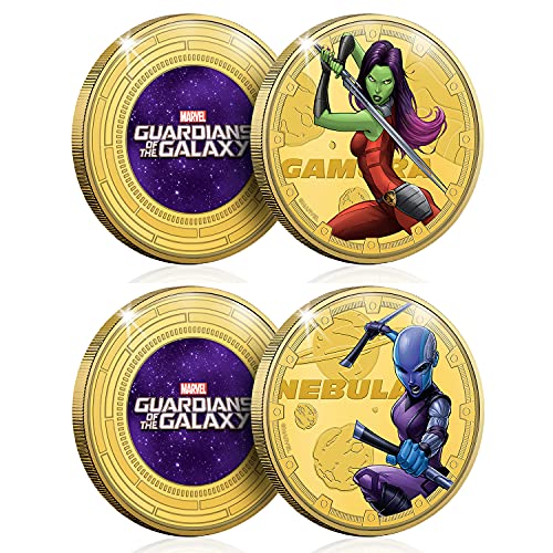 FANTASY CLUB Marvel Colección Completa Guardianes de la Galaxia - 8 Monedas / Medallas conmemorativas acuñadas con baño en Oro 24 Quilates y coloreadas a 4 Colores - 44mm