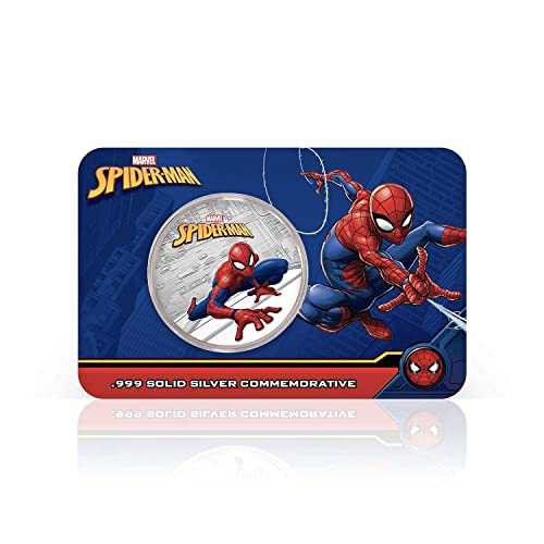 FANTASY CLUB Marvel Spiderman - Moneda / Medalla Oficial acuñada en Plata Pura .999 presentada en Blister Coleccionista - 32mm