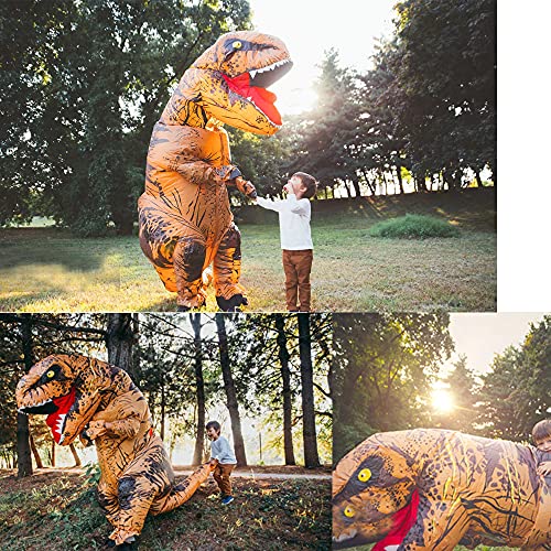 FARONG Disfraz de dinosaurio hinchable para adultos, disfraz de dinosaurio marrón, disfraz hinchable de dinosaurio para adultos, disfraz hinchable de tiranosaurio (150-190 cm)