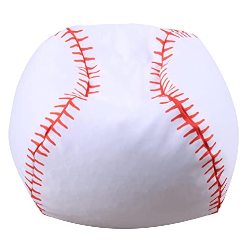 FEEL YAN Bolsa de almacenamiento para puf de 18 pulgadas con cremallera grande de rugby/fútbol/voleibol/béisbol impreso saco para niños juguetes de peluche juego (blanco - pequeño)