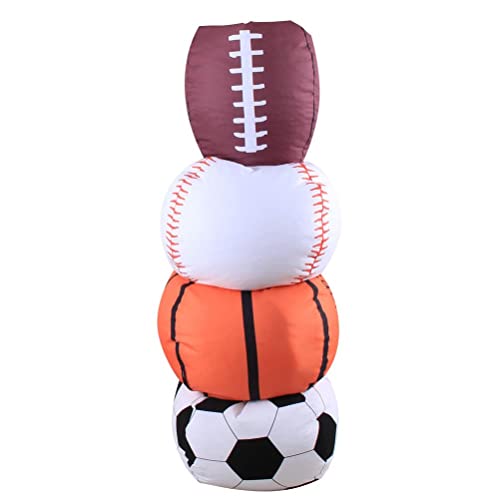 FEEL YAN Bolsa de almacenamiento para puf de 18 pulgadas con cremallera grande de rugby/fútbol/voleibol/béisbol impreso saco para niños juguetes de peluche juego (blanco - pequeño)