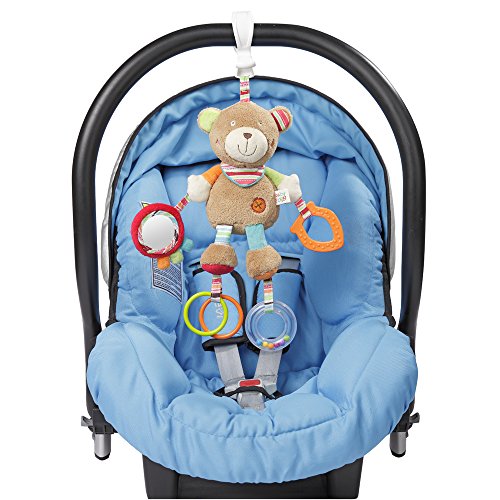 Fehn 091878 Juguete de actividad motora, con diseño de osito de peluche para colgar, con espejo y anillos para morder, agarrar y producir sonidos, Para bebés y niños pequeños desde el nacimiento