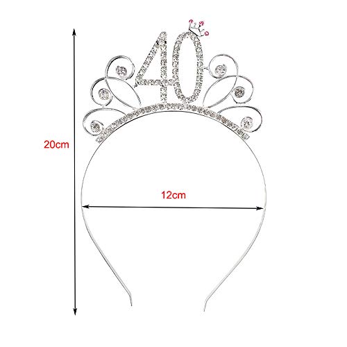 Feliz 40 Cumpleaños Faja de Satén Oro Rosa Guirnalda Feliz Cumpleaños Cumpleaños Sash 40th Diadema Tiara Cristal Cumpleaños Faja Banda de Satén Cumpleaños Sash Decoracíon Regalos para Cumpleaños