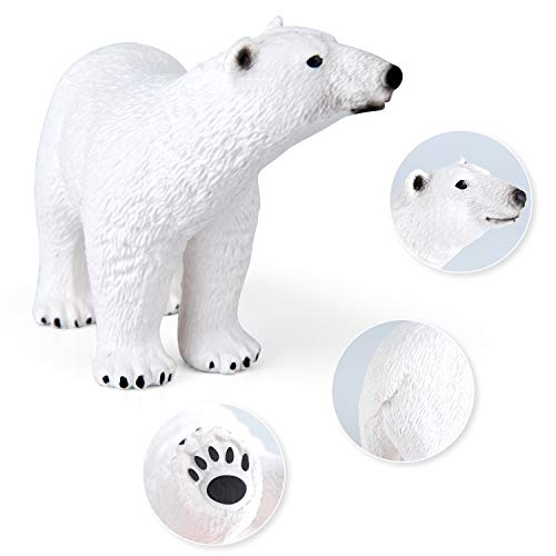 FEPITO 8 Piezas Invierno Realista del Oso Polar Animal Figuras Figuras Miniatura Figurita Toy Mini Navidad para Navidad Adornos de Bricolaje Bosque Granja del cumpleaños de la Torta Decoración