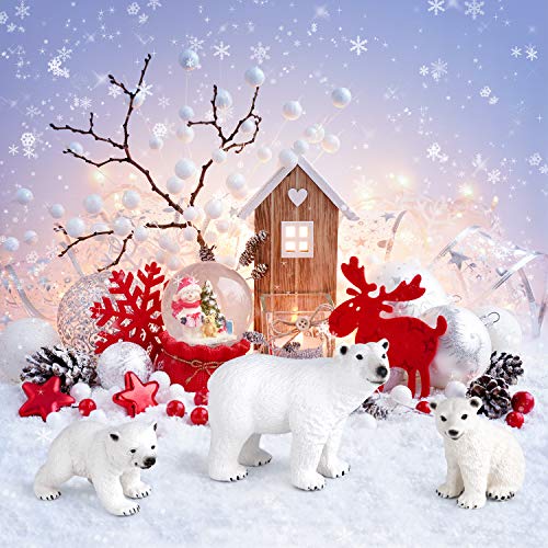 FEPITO 8 Piezas Invierno Realista del Oso Polar Animal Figuras Figuras Miniatura Figurita Toy Mini Navidad para Navidad Adornos de Bricolaje Bosque Granja del cumpleaños de la Torta Decoración