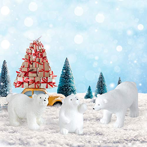 FEPITO 8 Piezas Invierno Realista del Oso Polar Animal Figuras Figuras Miniatura Figurita Toy Mini Navidad para Navidad Adornos de Bricolaje Bosque Granja del cumpleaños de la Torta Decoración