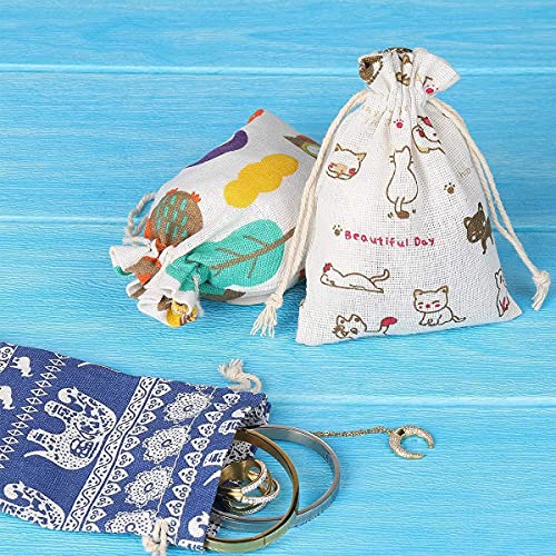 FFVWVGGPAA 24 Piezas Mini Bolsas Colgantes para joyería con Pegatinas de números Sacos de Almacenamiento con cordón de Embalaje F0090015