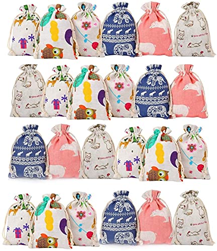 FFVWVGGPAA 24 Piezas Mini Bolsas Colgantes para joyería con Pegatinas de números Sacos de Almacenamiento con cordón de Embalaje F0090015