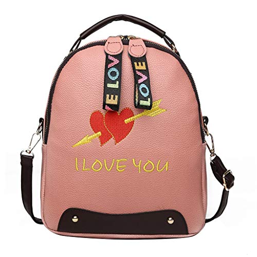 fhdc Mochila Mochila De Cuero Retro Bordado De Mujeres Joker Corazón Bandolera Bandolera Pequeñas Bolsas Cuadradas Simples De   Color Rosa