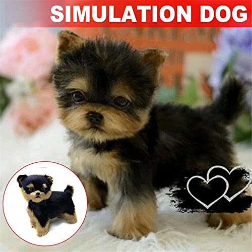 FHDD Linda simulación Mullido Little Yorkie Perro Perrito Muñecas Rellenas Yorkshire Terrier Dog Peluche Adornos Niños Mascotas Regalos