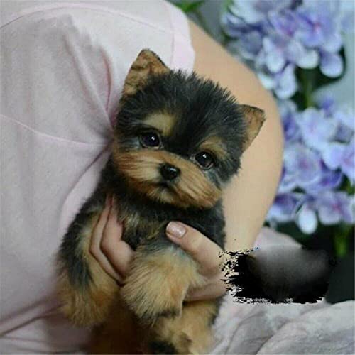 FHDD Linda simulación Mullido Little Yorkie Perro Perrito Muñecas Rellenas Yorkshire Terrier Dog Peluche Adornos Niños Mascotas Regalos