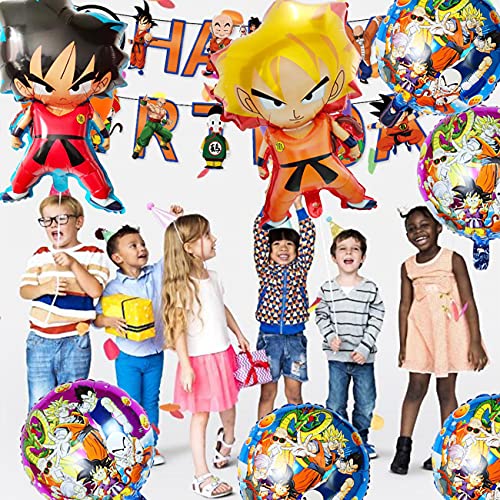 Fiesta de Cumpleaños de Dragon Ball - Miotlsy 22 Piezas Dragon Ball Z Globos Fiesta Happy Birthday Banner Cake Topper para Niño Cumpleaños Decoración