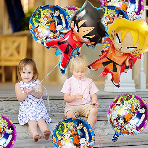 Fiesta de Cumpleaños de Dragon Ball - Miotlsy 22 Piezas Dragon Ball Z Globos Fiesta Happy Birthday Banner Cake Topper para Niño Cumpleaños Decoración