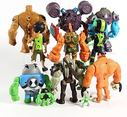 Figura de acción Ben 10 Omnitrix Figura Monster Model Toy Ben10 Juego de cuatro brazos, Materia gris, Kineceleran, Diamondhead, Tennyson -1.2-4.8'' (C 11pcs)