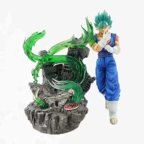 Figura de bola de dragón Super Saiyan con pelo azul Vegetto de gran tamaño con luz de anime, juguete para niños