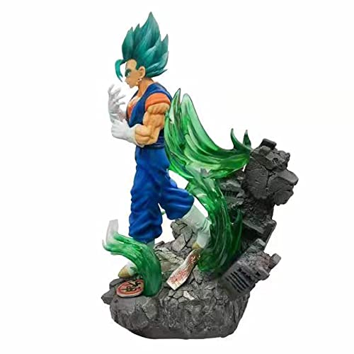 Figura de bola de dragón Super Saiyan con pelo azul Vegetto de gran tamaño con luz de anime, juguete para niños