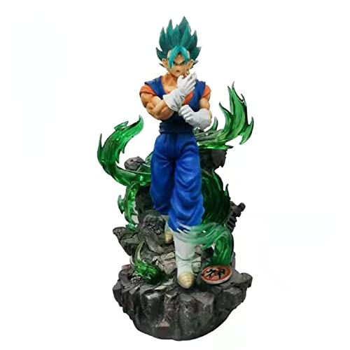 Figura de bola de dragón Super Saiyan con pelo azul Vegetto de gran tamaño con luz de anime, juguete para niños