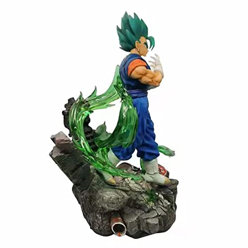 Figura de bola de dragón Super Saiyan con pelo azul Vegetto de gran tamaño con luz de anime, juguete para niños