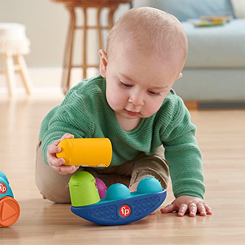 Fisher-Price Movimientos Kit de juego con bola león, cochecito hipopótamo y balancín de animales, juguete para bebés +9 meses (Mattel HFJ94)