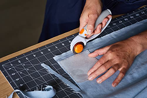 Fiskars Cúter Rotatorio, Fácil cambio de cuchilla 45 mm Loop Hdle Rotry Cuter Gry, Cómodo mango, Revestimiento de titanio, Naranja/ Blanco, 1003861, 16.8 cm