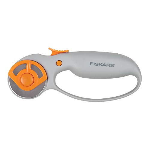 Fiskars Cúter Rotatorio, Fácil cambio de cuchilla 45 mm Loop Hdle Rotry Cuter Gry, Cómodo mango, Revestimiento de titanio, Naranja/ Blanco, 1003861, 16.8 cm