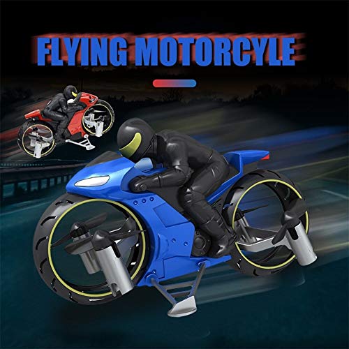 FLLOVE Los niños de la Motocicleta eléctrica de Control Remoto RC Car Mini Moto voladora Moto Coche teledirigido Quadcopter Motocicleta Aviones no tripulados (Color : BU)